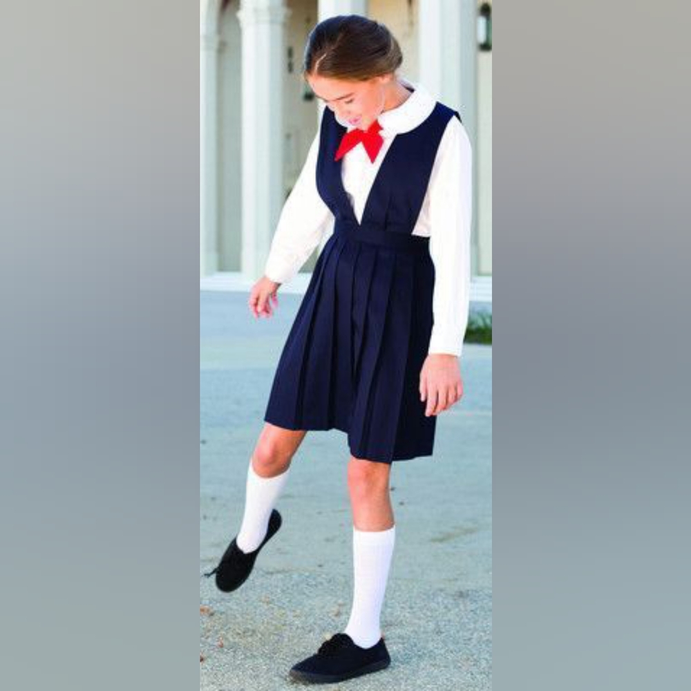 COOKIES Big Girls' Plus Multi-Pleated V-Neck Jumper - Navy